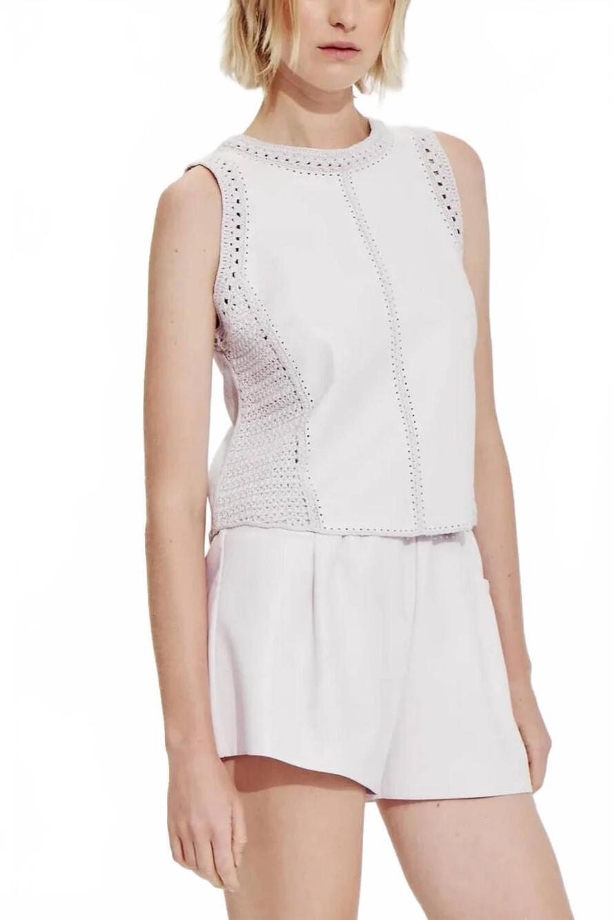 NEW MELISSA NEPTON hudson vegan leather shorts in light lilac